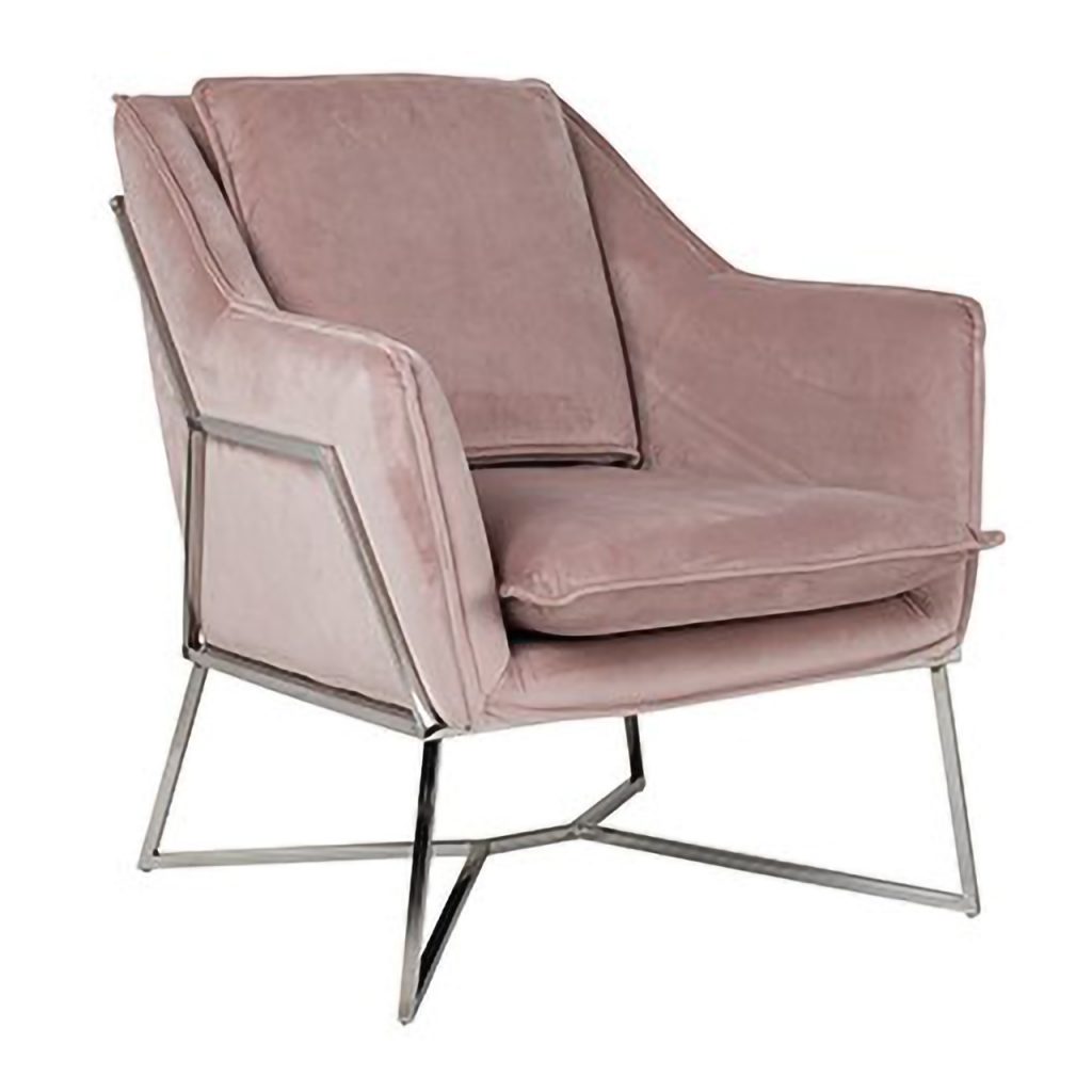 S4416 PINK VELVET - Easy Chair Aurelia Pink velvet / silver