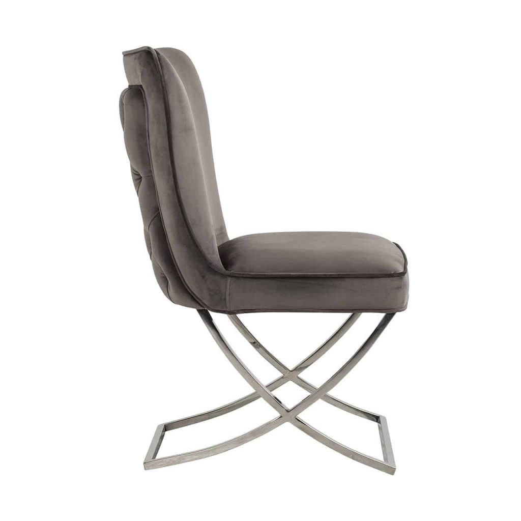 S4437 FR STONE VELVET - Chair Chelsea Stone velvet / silver
