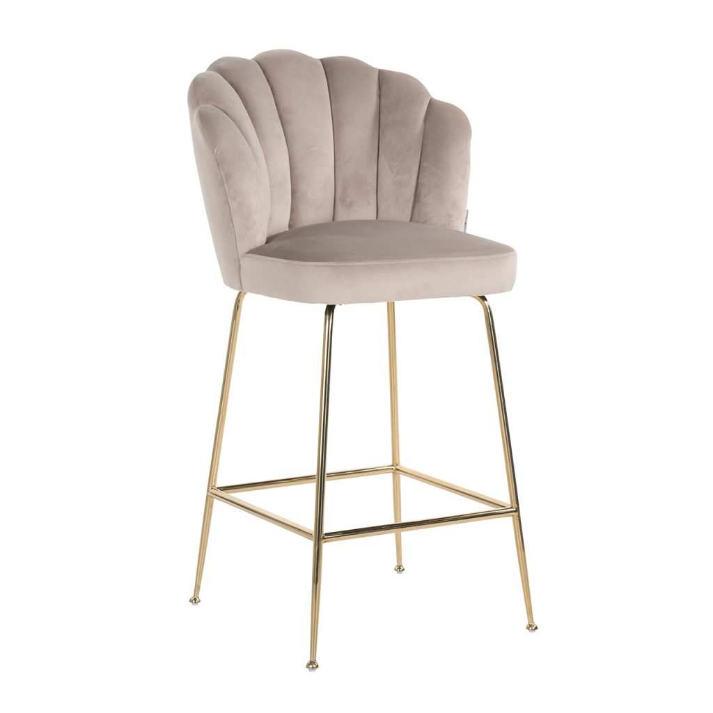 S4485 KHAKI VELVET - Bar stool Pippa Khaki velvet / gold