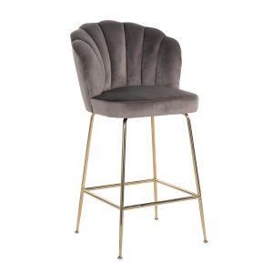 S4485 STONE VELVET - Bar stool Pippa Stone velvet / gold