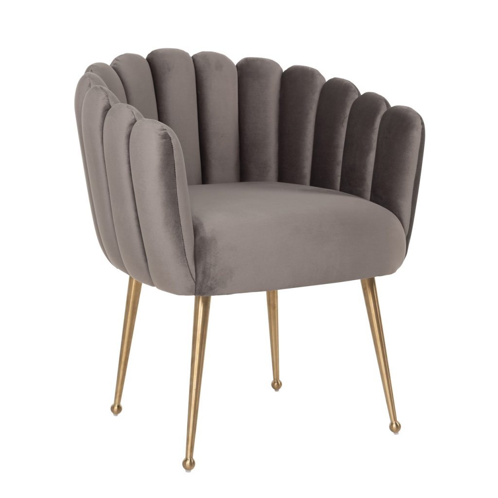 S4488 STONE VELVET - Chair Farah Stone velvet / Brushed gold