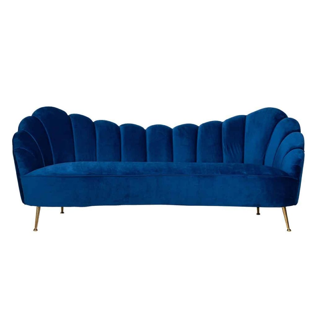 S5120 BLUE VELVET - Sofa Cosette 3-seats Blue Velvet / gold
