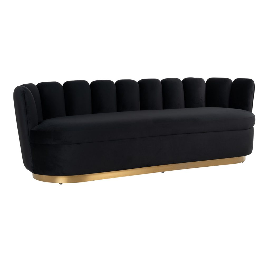S5121 BLACK VELVET - Sofa Camden Black velvet / Brushed gold
